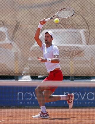 (180502) -- BELGRADE, May 2, 2018 -- Serbia s tennis player Novak Djokovic returns a ball during an open training session in Belgrade, Serbia on May 2, 2018. ) (SP)SERBIA-BELGRADE-NOVAK DJOKOVIC-OPEN TRAINING PredragxMilosavljevic 