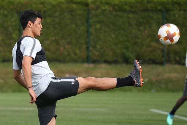 SOCCER - EL, RBS vs Marseille SALZBURG,AUSTRIA,02.MAY.18 - SOCCER - UEFA Europa League, semifinal, Red Bull Salzburg vs Olympique de Marseille, preview, final training RBS. Image shows Hee Chan Hwang (RBS). GEPAxpictures xMathiasxMandl