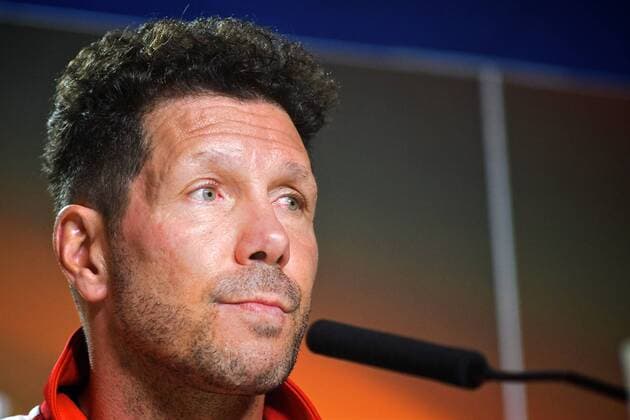 Atletico Madrid press conference PK Pressekonferenz Atletico Madrid manager Diego Simeone during the Atletico Madrid Press Conference at the Wanda Metropolitano Stadium, Madrid Content Not Available For UK Newspapers Copyright: xKristianxKanex FIL-11737-0012