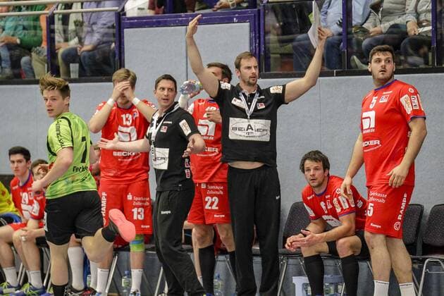TV Emsdetten - HBW Balingen-Weilstetten, Trainerbank der Balinger Handball, 2.Liga, TV Emsdetten - HBW Balingen, 02.05.2018 Emsdetten Copyright: xEIBNER Oberheimx EP_OBERHEIM