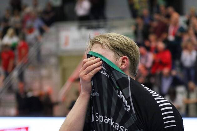 Enttaeuschung bei Jacob Nelson (VfL Eintracht Hildesheim 9), ASV Hamm-Westfalen vs VfL Eintracht Hildesheim, Handball, 2. Bundesliga, 02.05.2018, ASV Hamm-Westfalen vs VfL Eintracht Hildesheim, Handball, 2. Bundesliga, 02.05.2018 Hamm Copyright: xEIBNER JanxStrohdiekx EP_JSK
