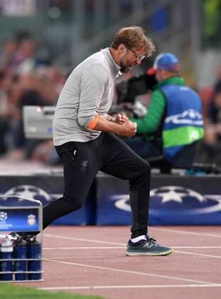 FUSSBALL CHAMPIONS LEAGUE SAISON 2017 2018 HALBFINALE RUECKSPIEL AS Rom - FC Liverpool 02.05.2018 Trainer Juergen Klopp (FC Liverpool) jubelt an der Seitenlinie Rom
