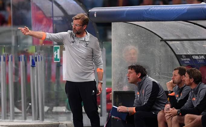 FUSSBALL CHAMPIONS LEAGUE SAISON 2017 2018 HALBFINALE RUECKSPIEL AS Rom - FC Liverpool 02.05.2018 Trainer Juergen Klopp (FC Liverpool) mit Co-Trainer an der Trainerbank Rom