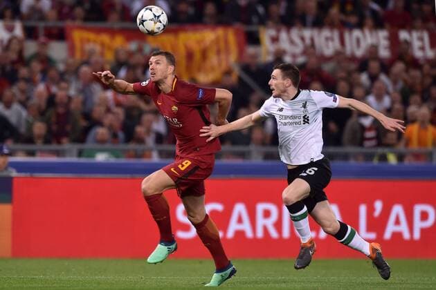 Edin Dzeko Roma, Dejan Lovren Liverpool Roma 02-05-2018 Stadio Olimpico Football Calcio UEFA Champions League 2017 2018 AS Roma - Liverpool Semifinali di ritorno, Semi finals 2nd leg Foto Antonietta Baldassarre Insidefoto antoxbalda