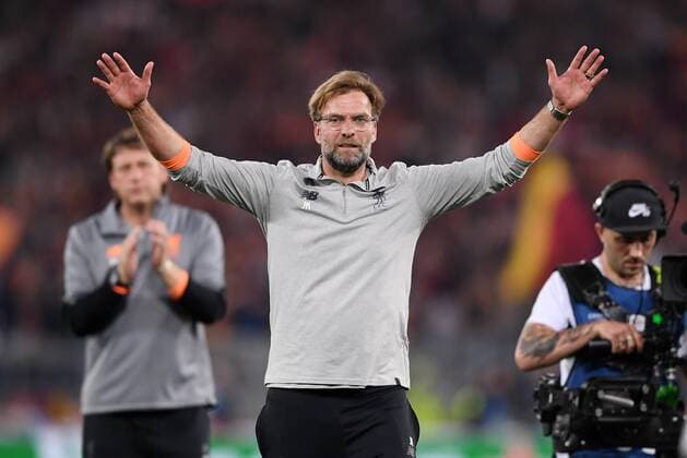 FUSSBALL CHAMPIONS LEAGUE SAISON 2017 2018 HALBFINALE RUECKSPIEL AS Rom - FC Liverpool 02.05.2018 JUBEL Trainer Juergen Klopp (FC Liverpool) ueber den Finaleinzug Rom