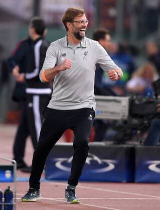 FUSSBALL CHAMPIONS LEAGUE SAISON 2017 2018 HALBFINALE RUECKSPIEL AS Rom - FC Liverpool 02.05.2018 Trainer Juergen Klopp (FC Liverpool) jubelt ueber den Einzug in das Finale Rom