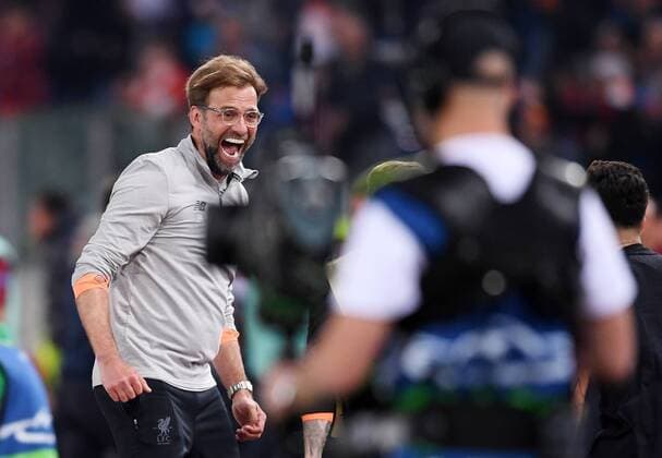 FUSSBALL CHAMPIONS LEAGUE SAISON 2017 2018 HALBFINALE RUECKSPIEL AS Rom - FC Liverpool 02.05.2018 JUBEL; Trainer Juergen Klopp (FC Liverpool) ueber den Finaleinzug Rom