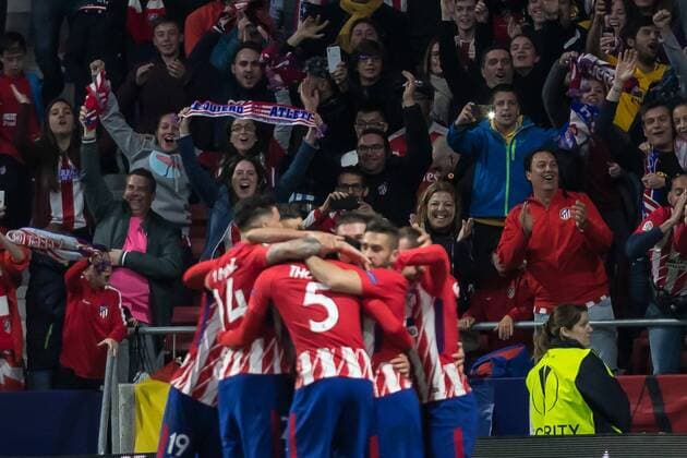 Spanien, Madrid 03.05.2018, UEFA Europa League - 2017 2018 Season, Semi-finals, Second leg, Halbfinale, Atletico Madrid - Arsenal FC, jubel, Torjubel um Diego Costa (ATL) nach dem treffer zum 1:0 ( DeFodi048