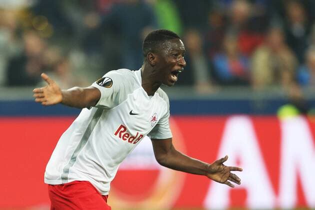 SOCCER - EL, RBS vs Marseille SALZBURG,AUSTRIA,03.MAY.18 - SOCCER - UEFA Europa League, semifinal, Red Bull Salzburg vs Olympique Marseille. Image shows the rejoicing of Amadou Haidara (RBS). GEPAxpictures xMathiasxMandl