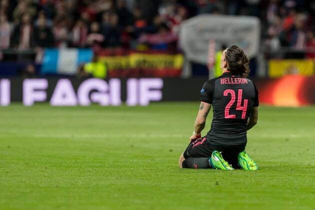 Spanien, Madrid 03.05.2018, UEFA Europa League - 2017 2018 Season, Semi-finals, Second leg, Halbfinale, Atletico Madrid - Arsenal FC, Hector Bellerin (AFC) enttaeuscht ( DeFodi048