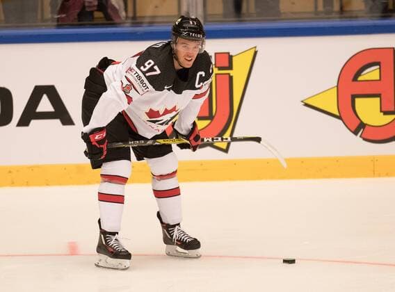 04.05.2018, xblx, Eishockey WM 2018, USA - Kanada, emspor, v.l. Connor McDavid (Team Canada, Kanada) Herning