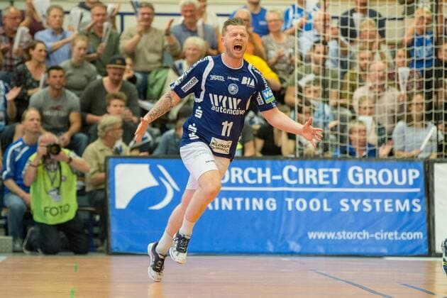 Torjubel Arnor Thor Gunnarsson ( 11, Bergischer HC) Bergischer HC vs. SG BBM Bietigheim, Handball, 2. Bundesliga, 04.05.18 Solingen NRW Deutschland Klingenhalle