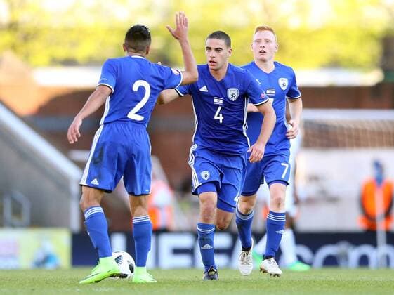 England v Israel UEFA EURO EM Europameisterschaft Fussball U17 U 17 Championship Dan Lugassy (c) of Israel celebrates scoring to make it 1-1 during the UEFA Euro U17 Championship match at the Proact stadium, Chesterfield Content Not Available For UK Newspapers Copyright: xSimonxMoorex FIL-11743-0012
