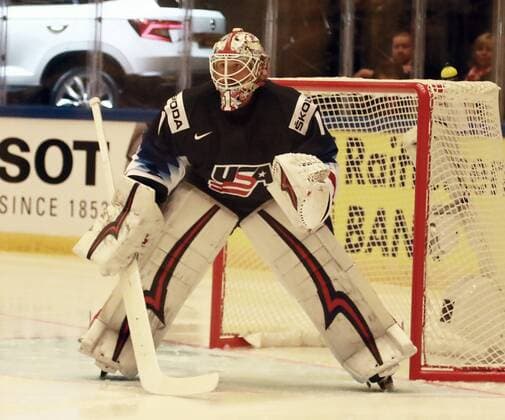 4th May 2018, Jyske Bank Boxen, Herning, Denmark; IIHF Ice hockey Eishockey World Championships, Group B, USA versus Canada; Goal minder Keith KINKAID (USA),  ActionPlus12019556