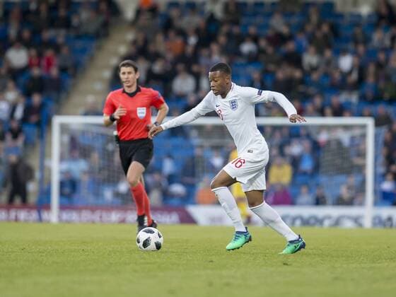 4th May, Proact Stadium, Derbyshire, England; UEFA Under 17 European Championships, England U17s versus Israel U17s; Rayhaan Tulloch of England on the attack with the ball  ActionPlus12019731