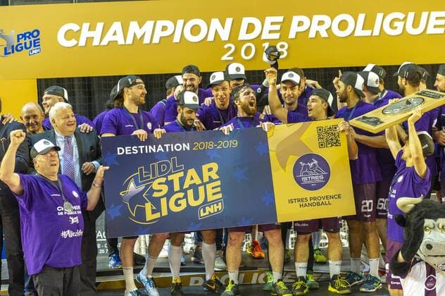 Handball, Istres OPH ist französischer Meister remie du ticket equipe de Istres HANDBALL : Istres vs Dijon - Proligue - Istres - 04 05 2018 NorbertScanella Panoramic 
