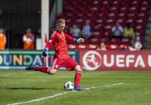 5th May, Bankss Stadium, Walsall, England; UEFA Under 17 European Championships, Germany U17s versus Netherlands U17s; Germany goalkeeper Luca Unbehaun taking a goal kick  ActionPlus12020400