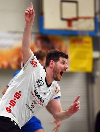 05.05.2018, xpsx, Handball 3.Liga, HSG Hanau - TV Grosswallstadt v.l. jubel Hannes Geist (Hanau) Hanau Hessen Deutschland
