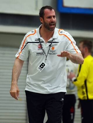 05.05.2018, xpsx, Handball 3.Liga, HSG Hanau - TV Grosswallstadt v.l. Trainer Patrick Beer (HSG Hanau) Hanau Hessen Deutschland