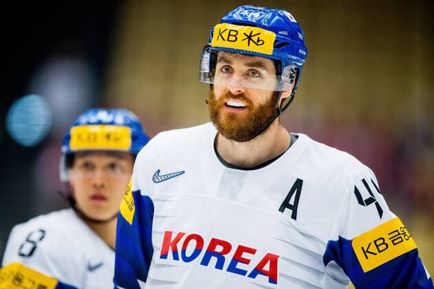 180506 Alex Plante of South Korea ahead of the IIHF Ice hockey Eishockey World Championship WM Weltmeisterschaft match between South Korea and Canada on May 6, 2018 in Herning. Photo: Vegard Wivestad Gr¿tt BILDBYRN kod VG 170154 Copyright: VEGARDxWIVESTADxGR¯TT BB180506BB121