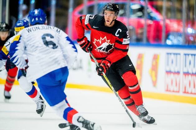 180506 Connor McDavid of Canada during the IIHF Ice hockey Eishockey World Championship WM Weltmeisterschaft match between South Korea and Canada on May 6, 2018 in Herning. Photo: Vegard Wivestad Gr¿tt BILDBYRN kod VG 170154 Copyright: VEGARDxWIVESTADxGR¯TT BB180506BB125