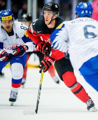 180506 Connor McDavid of Canada during the IIHF Ice hockey Eishockey World Championship WM Weltmeisterschaft match between South Korea and Canada on May 6, 2018 in Herning. Photo: Vegard Wivestad Gr¿tt BILDBYRN kod VG 170154 Copyright: VEGARDxWIVESTADxGR¯TT BB180506BB131
