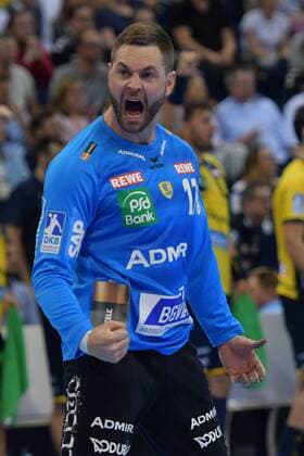 HBL, DHB-Pokal, Finale, Rhein-Neckar Loewen vs TSV Hannover-Burgdorf 05.05.18, Barcelycard Arena, Hamburg, HBL, DHB-Pokal, Finale, Rhein-Neckar Loewen vs TSV Hannover-Burgdorf im Bild Torhueter Andreas Palicka (Loewen 12) jubelt