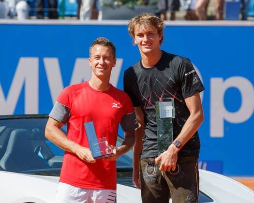Bilder des Tages - SPORT ALEXANDER ZVEREV (GER) und PHILIPP KOHLSCHREIBER (GER) Tennis - BMW Open 2018 - ATP Tennis Herren - MTTC Iphitos - Munich - - Germany - 6 May 2018. Copyright: xJuergenxHasenkopfx