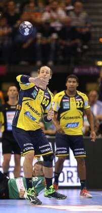 Einsatz bei den Löwen , Kim Ekdahl du Rietz und hinten Mads Mensah Larsen Handball Final-Four Turnier in Hamburg am So. 06.05.2018 , Finale Rhein Neckar Löwen - Burgdorf Hannover 30 - 26