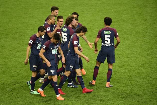joie des joueurs du PSG apres le but de LO CELSO Giovani (PSG) FOOTBALL : Les herbiers vs PSG - Finale de la Coupe de France - St Denis - 08 05 2018 JBAutissier Panoramic 