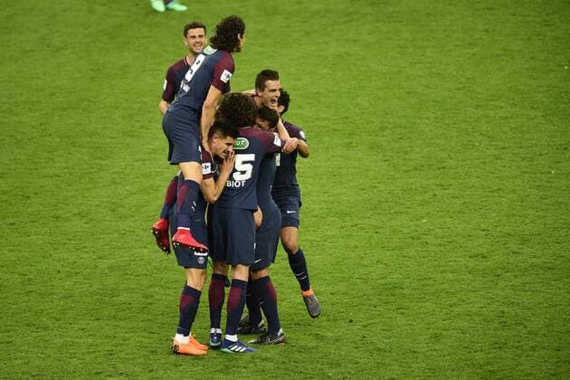 joie des joueurs du PSG apres le but de LO CELSO Giovani (PSG) FOOTBALL : Les herbiers vs PSG - Finale de la Coupe de France - St Denis - 08 05 2018 JBAutissier Panoramic 