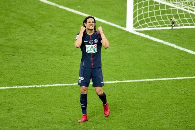 joie des joueurs du PSG apres le but sur penalty de CAVANI Edinson (PSG) FOOTBALL : Les herbiers vs PSG - Finale de la Coupe de France - St Denis - 08 05 2018 JBAutissier Panoramic 