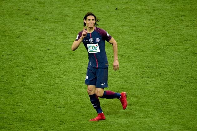 joie des joueurs du PSG apres le but sur penalty de CAVANI Edinson (PSG) FOOTBALL : Les herbiers vs PSG - Finale de la Coupe de France - St Denis - 08 05 2018 JBAutissier Panoramic 