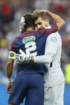 Thiago SILVA (PSG) et TRAPP Kevin (PSG) joie FOOTBALL : Les Herbiers vs Paris Saint Germain - Finale Coupe de France - 08 05 2018 GwendolineLeGoff Panoramic 