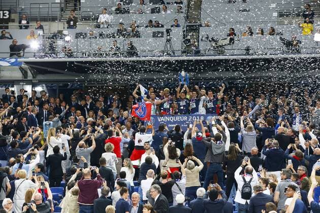Joie equipe (PSG) FOOTBALL : Les Herbiers vs Paris Saint Germain - Finale Coupe de France - 08 05 2018 GwendolineLeGoff Panoramic 