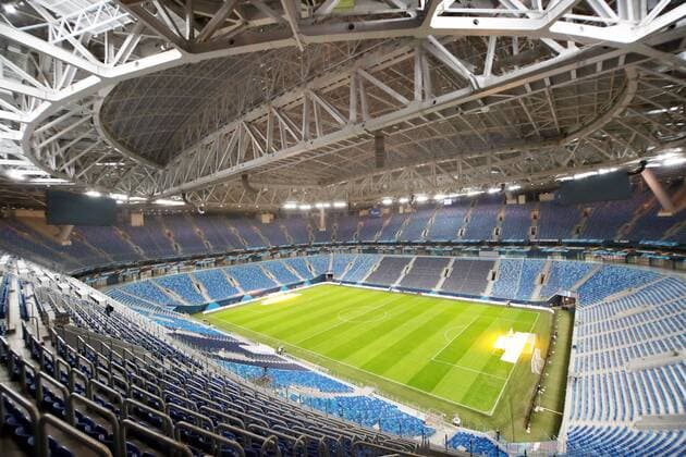 St.Petersburg Stadion Sankt Petersburg, 14.03.2018, Krestowski-Stadion, Fussball, Im Bild: Stadionübersicht Sankt-Petersburg Stadion, Heimstatt von FK Zenit und Austragungsort bei der FIFA Fussball WM 2018 in Russland. , *** St Petersburg Stadium St Petersburg 14 03 2018 Krestowski Stadium Football In the picture Stadium Overview St Petersburg Stadium Home of FK Zenit and venue for the 2018 FIFA World Cup Russia