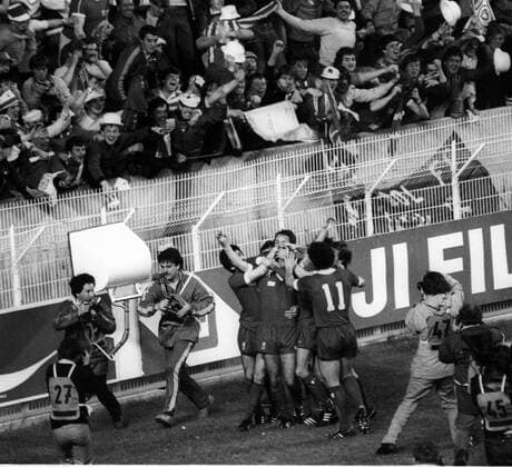 Europapokal der Landesmeister. Endspiel Real Madrid - FC Liverpool 0:1 27.05.1981 in Paris. Liverpool jubelt
