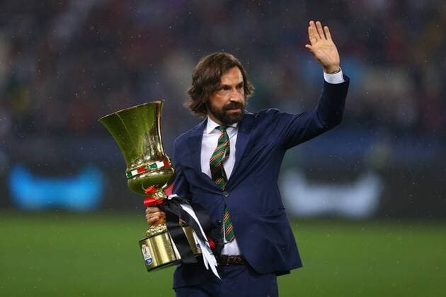 May 9, 2018 - Rome, Italy - Former Milan and Juventus player Andrea Pirlo greeting the supporters with the cup on the field at Olimpico Stadium in Rome, Italy on May 9, 2017 during the TIM Cup Final between Juventus and AC Milan Juventus v AC Milan - TIM Cup Final  - ZUMAn230 20180509_zaa_n230_1912 Copyright: xMatteoxCiambellix
