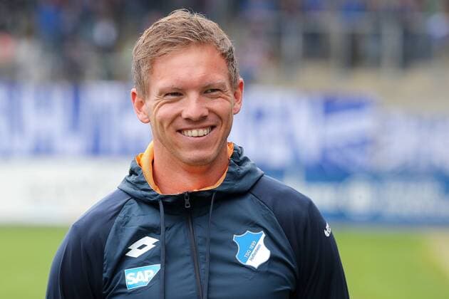 Julian Nagelsmann (Trainer, Cheftrainer, Hoffenheim) unter den Zuschauern, Einzelbild, Aktion, Action, Freude, freundlich, fröhlich, strahlend, optimistisch, Fussball, A-Junioren-Bundesliga, Deutsche Meisterschaft, Halbfinale, TSG 1899 Hoffenheim U19 - FC Schalke 04 U19,