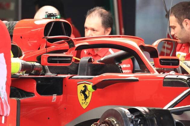 10th May, Circuit de Barcelona, Barcelona, Spain; Spanish Formula One Grand Prix, driver arrivals and press conference PK Pressekonferenz Scuderia Ferrari cars show new mirrors on the halo  ActionPlus12022953