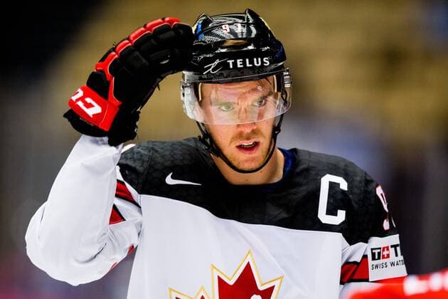 180510 Connor McDavid of Canada during the IIHF Ice hockey Eishockey World Championship WM Weltmeisterschaft match between Norway and Canada on May 10, 2018 in Herning. Photo: Vegard Wivestad Gr¿tt BILDBYRN kod VG 170163 Copyright: VEGARDxWIVESTADxGR¯TT BB180510BB683