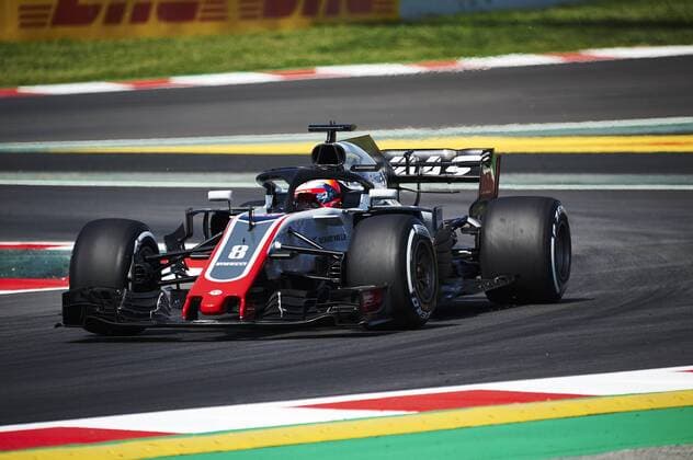 11th May, Circuit de Barcelona, Barcelona, Spain; Spanish Formula One Grand Prix, Friday free practice; Romain Grosjean of the Haas F1 Team rounds the bend  ActionPlus12023427