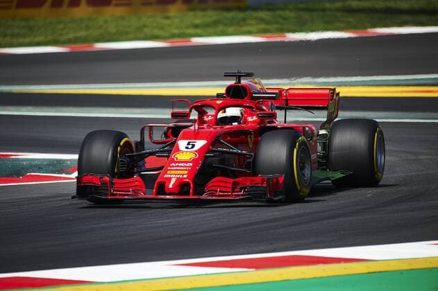 11th May, Circuit de Barcelona, Barcelona, Spain; Spanish Formula One Grand Prix, Friday free practice; Sebastian Vettel of the Ferrari Team rounds the bend  ActionPlus12023431