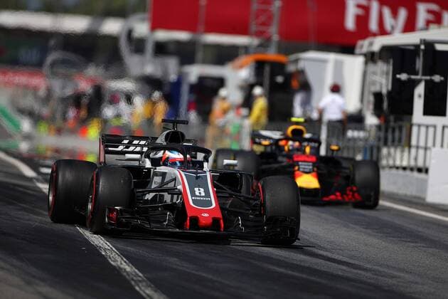 Photo4 LaPresse 11 05 2018 Barcelona, Spain Grand Prix Formula One Spain 2018 In the pic: Romain Grosjean (FRA) Haas F1 Team VF-18 and Max Verstappen (NED) Red Bull Racing RB14 & xa9; Photo4 LaPresse 11 05 2018 Barcelona, Spain Sport Grand Prix Formula One Spain 2018 In the pic: Romain Grosjean (FRA) Haas F1 Team VF-18 and Max Verstappen (NED) Red Bull Racing RB14  Copyright: xPhoto4 LaPressex