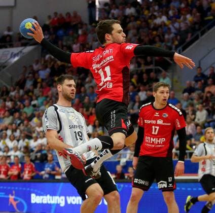 BAU 11.05.2018 Bietigheim Handball SG BBM Bietigheim vs. TV Emsdetten, Christian Schäfer (BBM, oben)