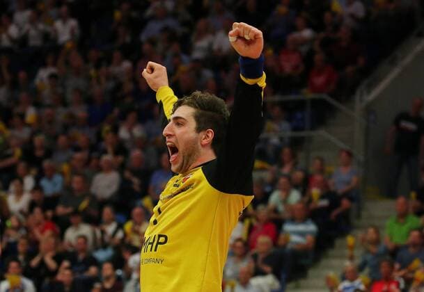 BAU 11.05.2018 Bietigheim Handball SG BBM Bietigheim vs. TV Emsdetten, Domenico Ebner (BBM) jubelt