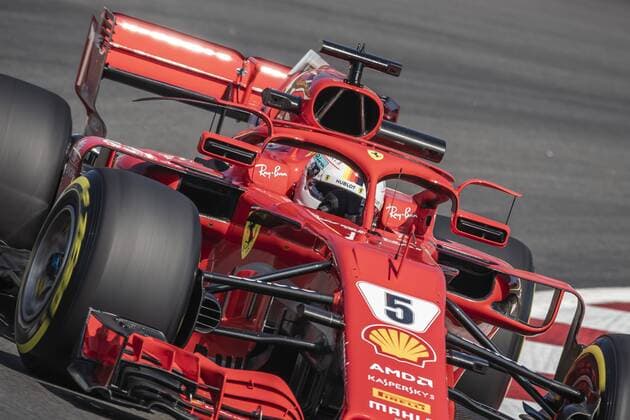 May 11, 2018 - Barcelona, Catalonia, Spain - SEBASTIAN VETTEL (GER) drives during the first practice session of the Spanish GP at Circuit de Catalunya in his Ferrari SF-71H. F1 2018: Spanish Grand Prix: Practice One - ZUMAo105 20180511_zap_o105_005 Copyright: xMatthiasxOesterlex