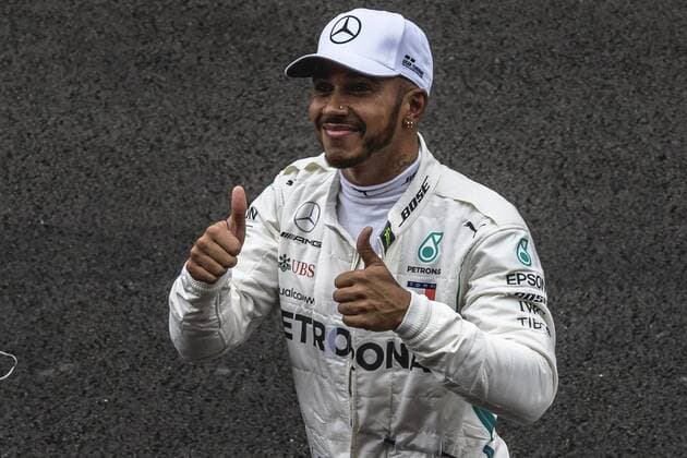 May 12, 2018 - Barcelona, Catalonia, Spain - LEWIS HAMILTON (GBR) celebrates after taking Pole Position for the Spanish GP at Circuit de Barcelona - Catalunya F1 2018: Spanish Grand Prix: Hamilton Wins Pole - ZUMAo105 20180512_zap_o105_006 Copyright: xMatthiasxOesterlex