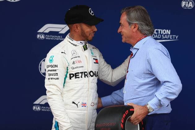 12th May, Circuit de Barcelona, Barcelona, Spain; Spanish Formula One Grand Prix, Saturday qualifying; Mercedes AMG Petronas Motorsport, Lewis Hamilton and Carlos Sainz Snr  ActionPlus12023912