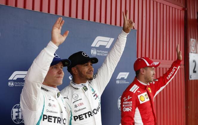 Motorsports: FIA Formula One World Championship WM Weltmeisterschaft 2018, Grand Prix of Spain, 77 Valtteri Bottas (FIN, Mercedes AMG Petronas Motorsport), 44 Lewis Hamilton (GBR, Mercedes AMG Petronas Motorsport), Barcelona Spain